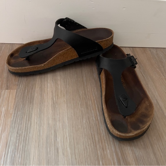 Birkenstock Gizeh Sandals Size 38 (US 7- 7.5) – black leather Thong Sandals - Picture 9 of 9